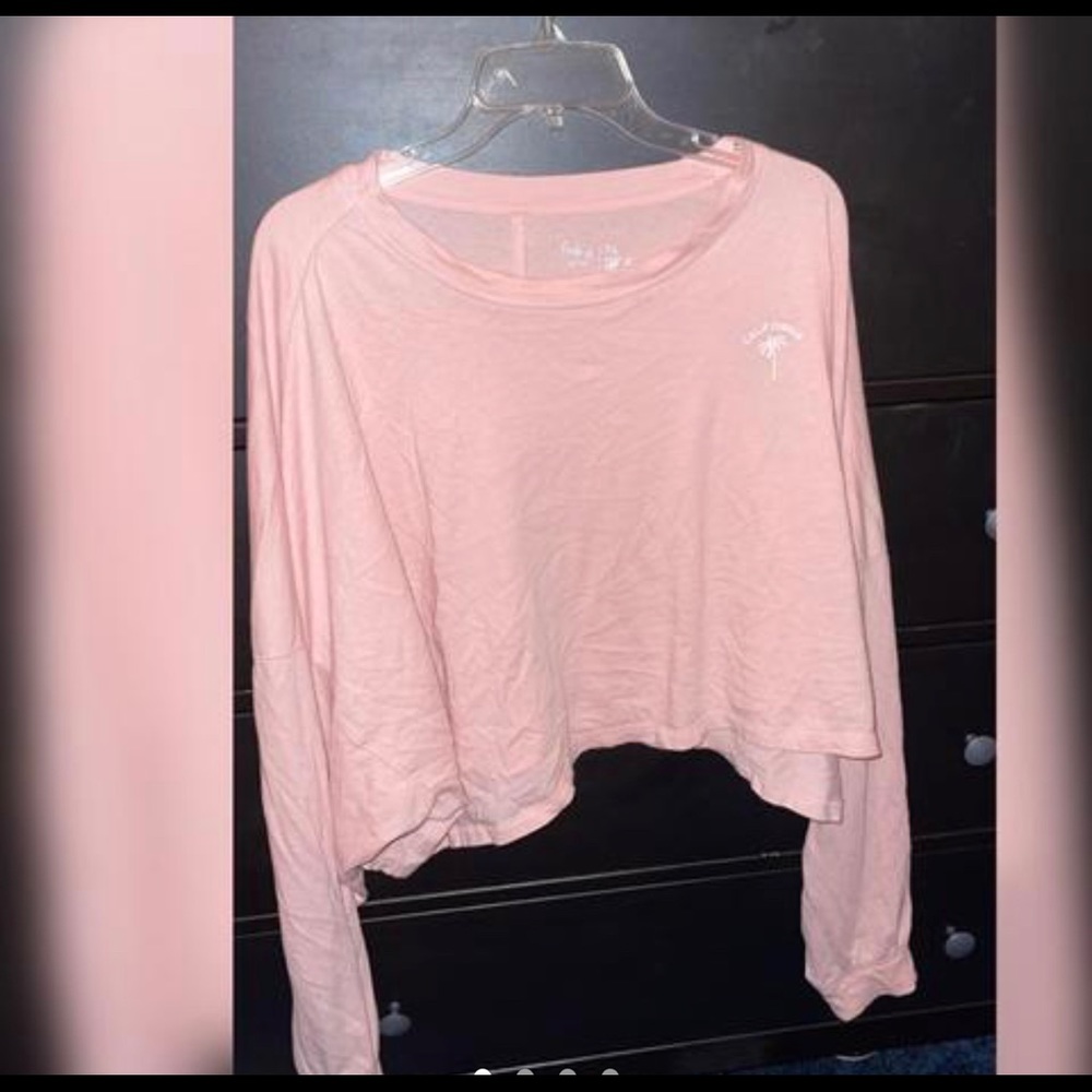 Pink cropped long sleeve shirt, oversized SIZE XL